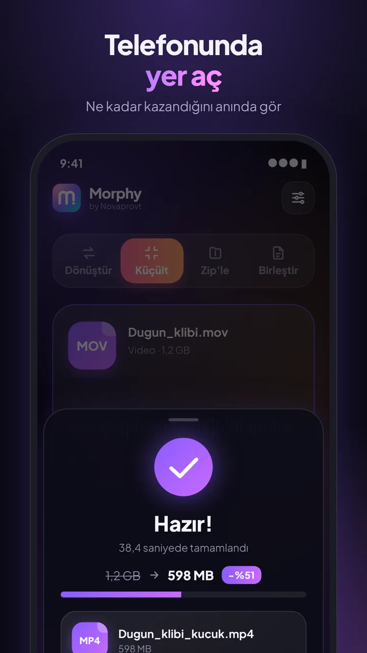 Morphy: telefonunda yer aç